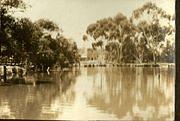 Company's Dam, Tarnagulla, looking east, with Flour Mill in background.
Note the post & rail fence on King Street.
From the Marie Aulich Collection